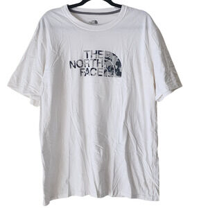 The North Face Short Sleeve 100% Cotton White Black Logo Tee Shirt Mens XL